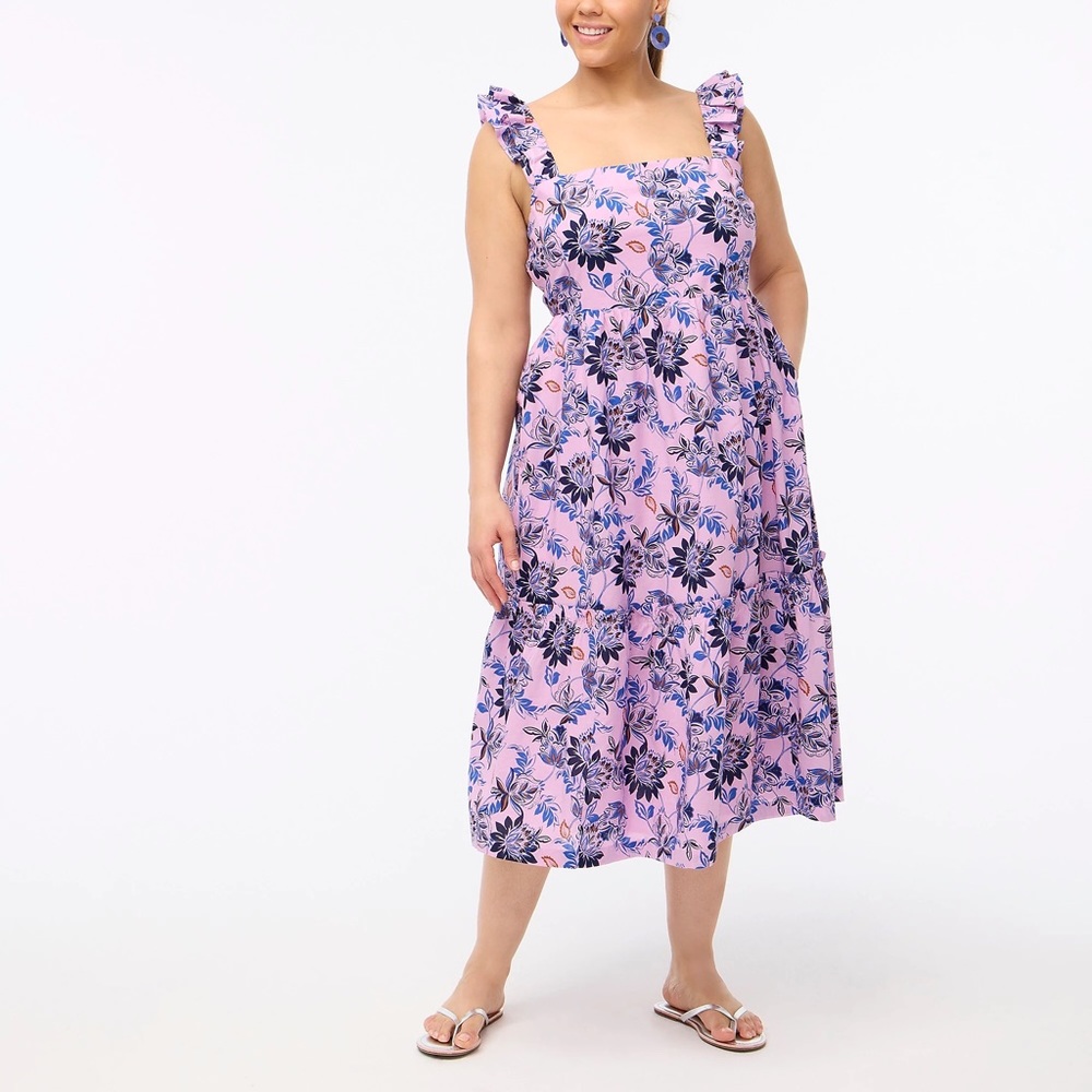 J. Crew Factory Squareneck MIDI Dress Floral Smoky Lilac Size 20 Plus